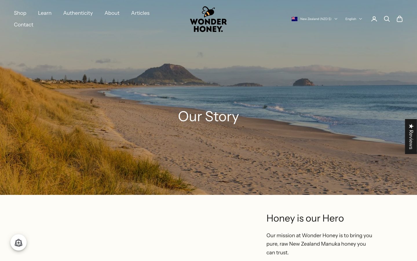 The Wonder Honey Our Story page