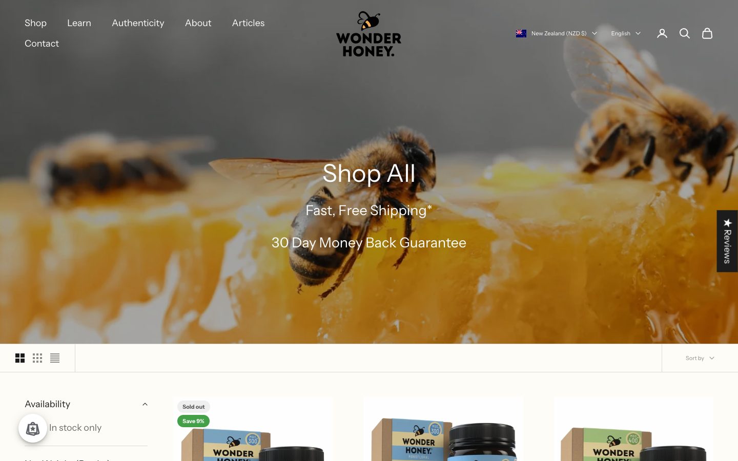 The Wonder Honey Shop All collection page